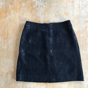 Ann Taylor Loft Black Sparkly Lined Skirt Size 0